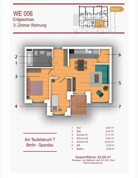 Nachmieter gesucht, 3 Zimmer Wohnung in Spandau mit Stellplatz — photo 1